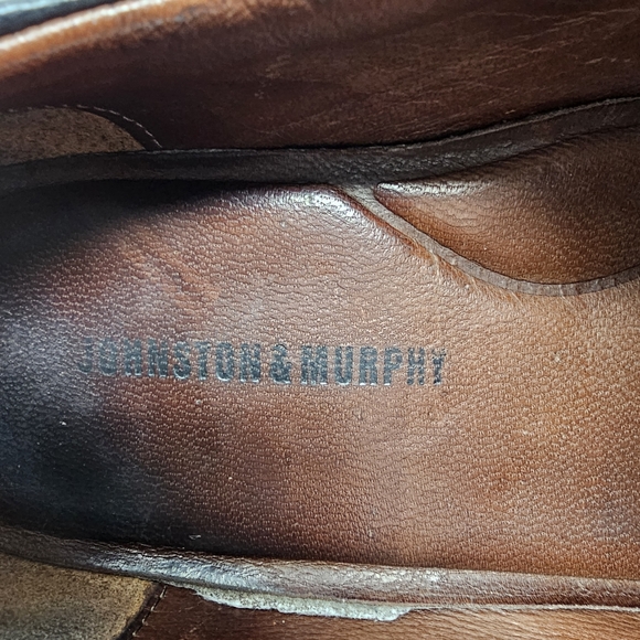 Johnston & Murphy Dobson Black Leather Cap Toe Sheepskin Lining Mens Size US 11 - Picture 8 of 14